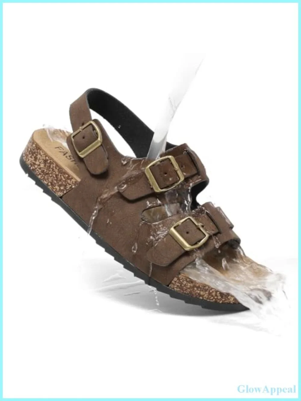 Cork Sandals with Back Strap Double Buckle Adjustable Flat Slides